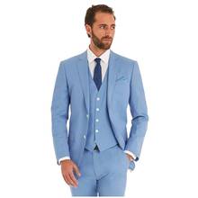 Sky Blue New Business Men Suit Groom Wedding Suits Italian Style Best Man mens suits Tuxedos Blazer 2017 (Jacket+Pants+Vest+Tie) 2024 - buy cheap