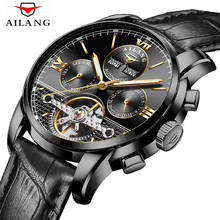 AILANG Mechanical Mens Wrist Watches Automatic Retro Watch Men Waterproof Black Leather Tourbillon Watch Clock Montre Homme 2019 2024 - buy cheap