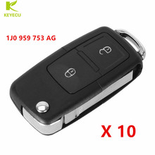 KEYECU 10X Replacement Flip Remote Key 2 Button 434MHz ID48 Chip 1J0 959 753 AG for Volkswagen Golf Passat Polo Seat Skoda 2024 - buy cheap