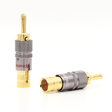 8 pçs alto-falante amp lock na banana plug 24 k banhado a ouro conversor de adaptador de áudio 2024 - compre barato