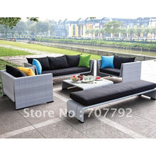 New design synthetic rattan modern Modern Gray Sofa Set 2024 - купить недорого