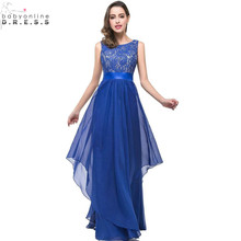 Robe de Soiree Longue Sexy Sheer Lace Chiffon Royal Blue Evening Dresses Long 2017 Evening Party Dress Vestido de Festa 2024 - buy cheap