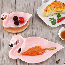 1PC Flamingos Plate 3D Creative Ceramic Dishes Snacks Dried Fruit Plate Fruit Bowl Dessert Plate Bone China Dinnerware 2024 - buy cheap