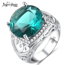 2018 Luxury Big Green Cubic Zirconia Rings for Women White Gold Color Shinning Engagement Ring For Wedding Party Jewelry anillos 2024 - buy cheap