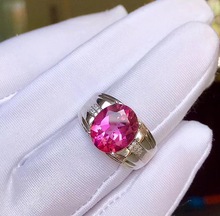 Real And Natural Pink Topaz Ring Man ring Free shipping 925 sterling silver 10*12mm gem For men Fine handworked jewelry 2024 - buy cheap