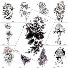 Black Flower Fake Body Art Painting Arm Chest Tatoos Realistic Temporary Tattoos DIY Sticker For Women Waterproof Sheets Tattoo 2024 - buy cheap