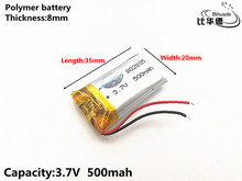 1pcs/lot Good Qulity 3.7V,500mAH,802035 Polymer lithium ion / Li-ion battery for TOY,POWER BANK,GPS, 2024 - buy cheap
