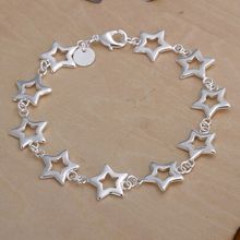 H183 joias fashion prata 925 bracelete banhado a prata bracelete com dez estrelas/pulseira de luxo bijuterias da moda 2024 - compre barato
