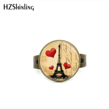 2017 New Style Eiffel Tower Ring Paris Love France Travel Jewelry Vintage Postcard Rings Glass Dome Vintage Adjustable Ring 2024 - buy cheap