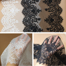 3M/Lot 37CM Wide Nylon Eyelash Lace Fabric Soft Black White Lace Trim DIY Clothing Wedding Veil Underwear Accessories 2024 - buy cheap