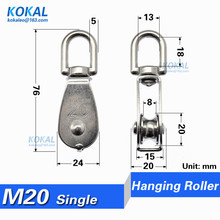 [S-M20] Hot Sale 1pcs Stainless Steel Pulley M20 Single Wheel Swivel Lifting Rope Pulley Set Bearing Lifting Wheel Tools 2024 - buy cheap