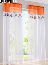 New Arrival Owl Embroidery voile Curtain Tab Top Panel Home Wave European Living Room Balcony Voile Panel 1PC 2024 - buy cheap