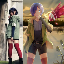 Conjunto completo de fantasia de anime tokyo ghoul touka, uniforme japonês de dia das bruxas, casaco + camiseta + calças curtas, cosplay 2024 - compre barato