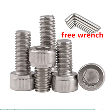 50pcs DIN912 M6 Hex Socket Head Cap Screws M6*8/10/12/14/16/18/20/25/30/35/40mm Hexagon socket screw bolts with free wrench 1pcs 2024 - buy cheap