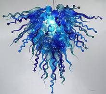 Fashionable Blue Color LED CE UL100% Handicraft Style Blown Glass Chandelier Lighting 2022 - buy cheap