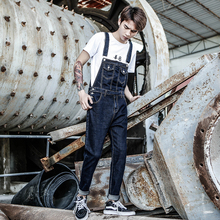 Spring New Men's Denim Bib tide Korean version of the Self-cultivation Washed one-piece Suspenders Men's Denim trousers Size 5XL 2024 - buy cheap