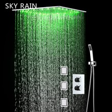 SKY RAIN-cabezal de ducha LED de 24 pulgadas, juego de ducha multifunción con chorros laterales y válvula termostática 2024 - compra barato