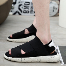 Sandália masculina gladiadora, sapatos romanos para homens, sapatos baixos pretos de verão, sandália de praia grande 2024 - compre barato
