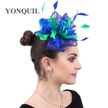 Sinamay Wedding Fashion Women Headwear Formal Dress Party Dinner Fascinators Hat Fancy Feathers Flower Headdress For Ladies 2024 - buy cheap