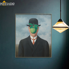 Imagen de pared de Magritte The Son of Man para decoración del hogar, carteles e impresiones de reproducción de arte en lienzo, surrealismo 2024 - compra barato