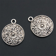 10pcs  Silver Color Round Flowers Circle Pendants Figure Charms Zinc Alloy Diy Handmade Jewelry A2551 2024 - buy cheap