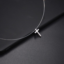 Jisensp Simple Invisible Chain Cross Necklace Pendants Lovely Heart Star Chokers Necklace Women Everyday Jewelry Birthday Gifts 2024 - buy cheap