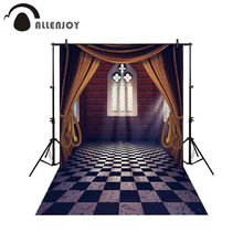 Allenjoy-готический фон для фотосъемки с окном, дворцовым занавесом, шахматным фоном, фотобудка для фотосессии тканевым реквизитом 2024 - купить недорого