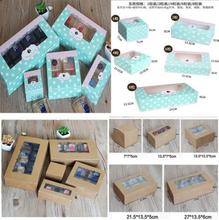 50Pcs Dot Pattern Paper Box For Packaging Biscuits Cake Box With Plastic Pvc Window Kraft Paper Pastries Cupcake Box Carton 2024 - buy cheap