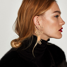 Jergvte-pendientes con forma de labios para mujer, aretes, Color oro, brillantes, a la moda 2024 - compra barato