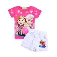 New High Quality Summer Baby Girls Elsa Anna Clothes Sports Suit Short Sleeve T-shirt +Shorts Kids Childrens Clothing Sets DS20 2024 - buy cheap