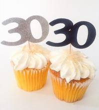 custom number glitter 30th 40th 50th 60th birthday cupcake toppers baptism Christening party decoration doughnut food toothpicks 2024 - buy cheap