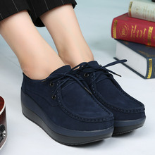 Women casual shoes 2022 new fashion genuine leather flat shoes woman lace up Round Toe platform ladies shoes zapatillas mujer 2024 - buy cheap