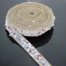 2yard Beading Crystal Hot Fix Rhinestones Trimming Iron on Diamond Reel Chain Stickers Craft Sewing Accessories 2024 - buy cheap