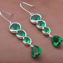 Delicate Green Stone Cubic Zirconia For Women Drop Earrings Jewelry Free Shipping LS069 2024 - buy cheap