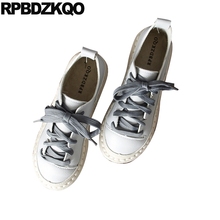 Zapatos anchos Retro para mujer, calzado plano de piel de diseñador japonés, con cordones y punta redonda, blanco, Fitness, China, Vintage, 2021 2024 - compra barato