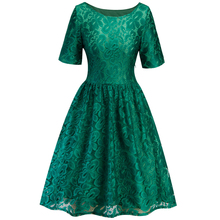 Retro Black Blue Green Floral Lace Dress Elegant Women Evening Party Dress 2022 Female A Line Summer Vintage Dresses Vestidos 2024 - buy cheap