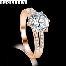 Kuziduocai joia de cobre para mulheres, joia com pedra principal de zircônia e anel de casamento para mulheres 2024 - compre barato