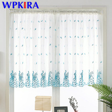 1 Piece Rod Pocket Embroidered Short Curtains Valance Tie For Kitchen Office Dining Voile Drapes Roman Tulle Customed  DL-M081 2024 - buy cheap