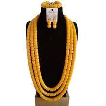 Dudo-Conjunto de joyería con cuentas de Coral artificiales para mujer, conjunto de collar africano amarillo para mujer, diseño grande, conjuntos de joyas de boda 2018 2024 - compra barato