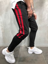 Мужские обтягивающие брюки с боковой лентой, спортивные брюки для бега, черные/красные/белые 2024 - купить недорого