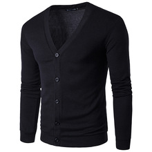 Fashion men Sweater jacket Autumn winter thin Casual knit coat mens Solid color slim Cardigan New Male Single-breasted outerwear 2024 - buy cheap