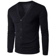 Homens da moda Camisola Outono inverno jaqueta fina Casuais casaco de malha dos homens de cor Sólida fina Cardigan New Masculino Single-breasted outerwear 2024 - compre barato