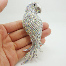 Fashion Elegant Parrot Bird Pendant Brooch Pin Clear Crystal Rhinestone Wedding Brooch 2024 - buy cheap