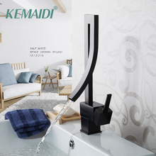 Kemaidi-torneira de cromo com misturador, jato tipo cascata, para banheiro, quente e fria, alça única 2024 - compre barato