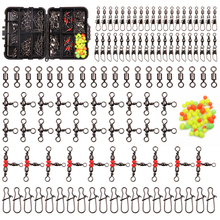 Kit de pesca giratória com 140 peças, inclui barril de pressão com rolamento esférico, conector triplo giratório, conjunto de acessórios de pesca 2024 - compre barato