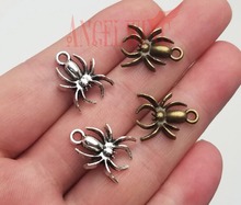 40pcs/lot--15mm Antique Silver Plated/Bronze Plated Mini Spider Charms Halloween Pendants For DIY Supplies Jewelry Accessories 2024 - buy cheap