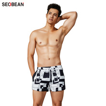 SEOBEAN Men's Three Quick-Drying Loose Beach Holiday Leisure Shorts Summer Trend Black and White Surfing & Beach Shorts 2024 - buy cheap