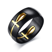 Men's Two Tones Removable Ankh Egyptian Cross Ring Stainless Steel Detachable Allah Prayer Male Religious Jewelry 2024 - buy cheap