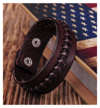 Brazalete de cuero Vintage para hombre, pulsera trenzada de color marrón oscuro, G336 2024 - compra barato