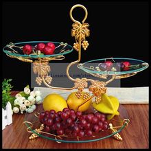 European three-layer tempered glass fruit plate Hotel ktv modern fruit plate creative multi-layer living room candy plate 2024 - buy cheap